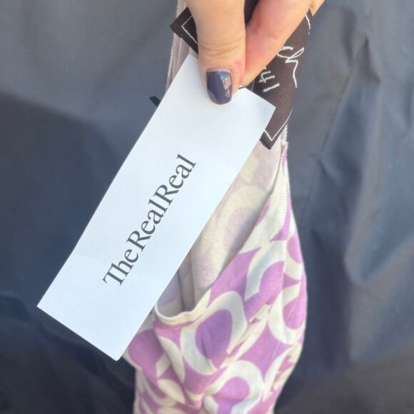 Vintage Coach 100% Cotton Purple and White Monogram C Logo Sweater Top - Picture 5 of 9